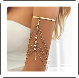 Punk Multi-layered Tassel Chain Upper Arm Cuff Bohemian Star Shell Disc Flower Pendant Armlet Bangle Bracelet Adjustable Open Cuff Armband Beach Wedding Prom Party Arm Accessories for Women