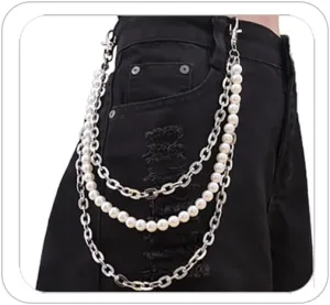 Punk Pant Chain for Women Men Vintage Gothic Cross Rivet Mansard Pant Chain 80's 90's Hip Hop Jeans Chain Charm Layered Rock Wallet Chain for Men Clothing Accessories