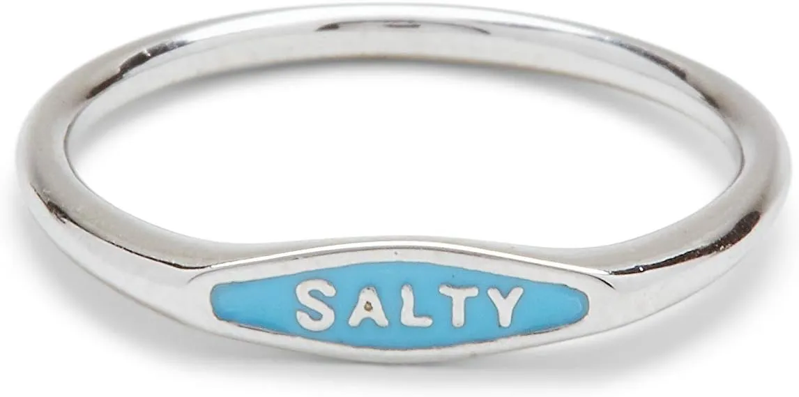 Pura Vida Silver Salty Enamel Stackable Ring - .925 Sterling Silver - Sizes 5-9