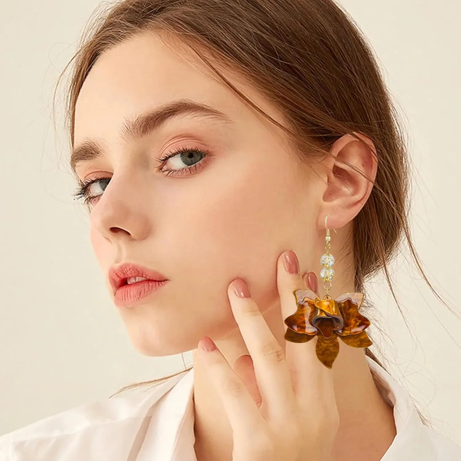 QUPENGXU Unique Bohemian Oversized Flower Drop Earrings for Women Statement Summer Hawaii Style Dangle Earrings for Women Jewelry Gifts