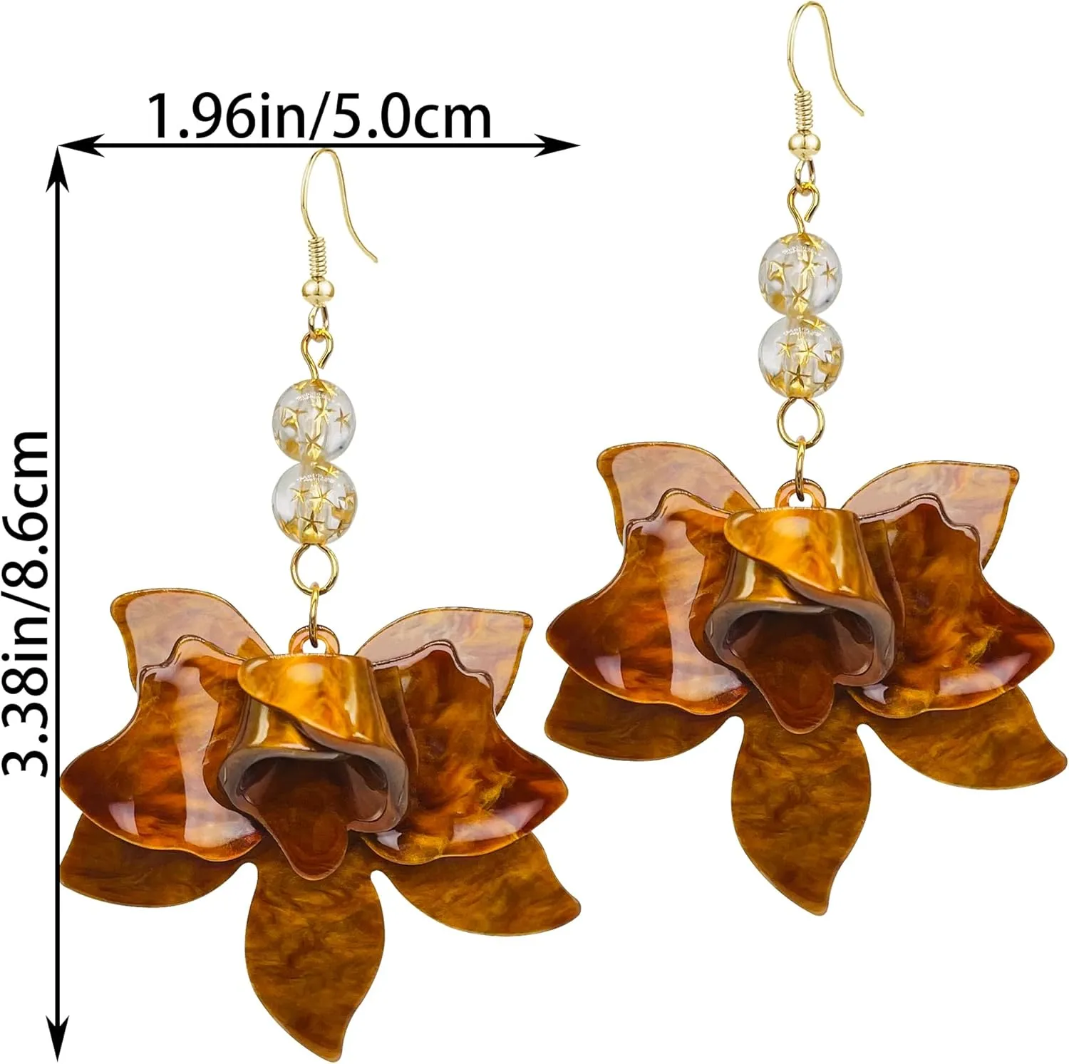 QUPENGXU Unique Bohemian Oversized Flower Drop Earrings for Women Statement Summer Hawaii Style Dangle Earrings for Women Jewelry Gifts