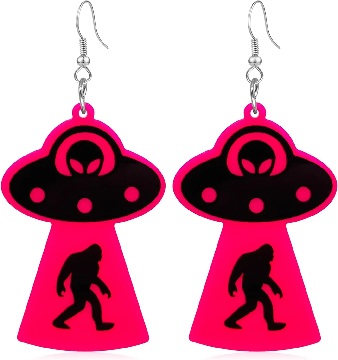 QUPENGXU Unique UFO Aliens Dangle Earrings for Women Novelty Halloween Drop Earrings For Women Jewelry Gifts