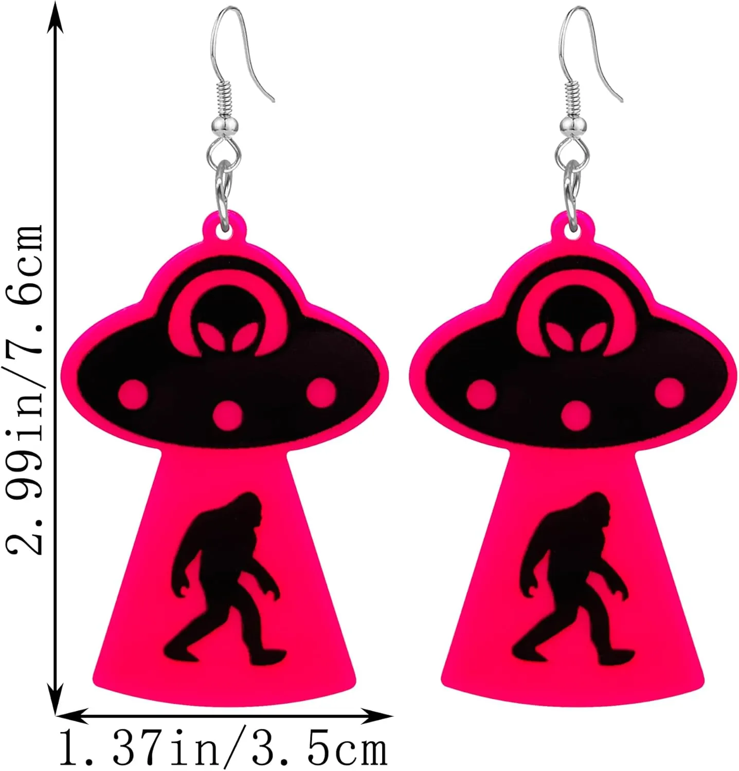 QUPENGXU Unique UFO Aliens Dangle Earrings for Women Novelty Halloween Drop Earrings For Women Jewelry Gifts