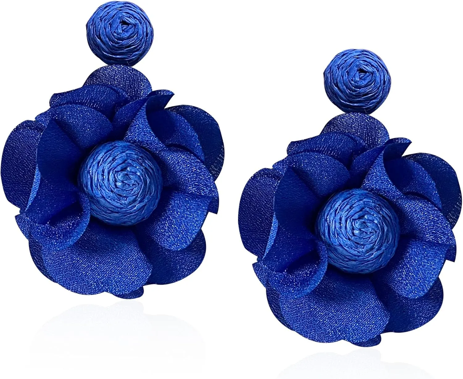 Rattan Flower Drop Earrings Raffia Dangle Boho Statement Earrings for Women