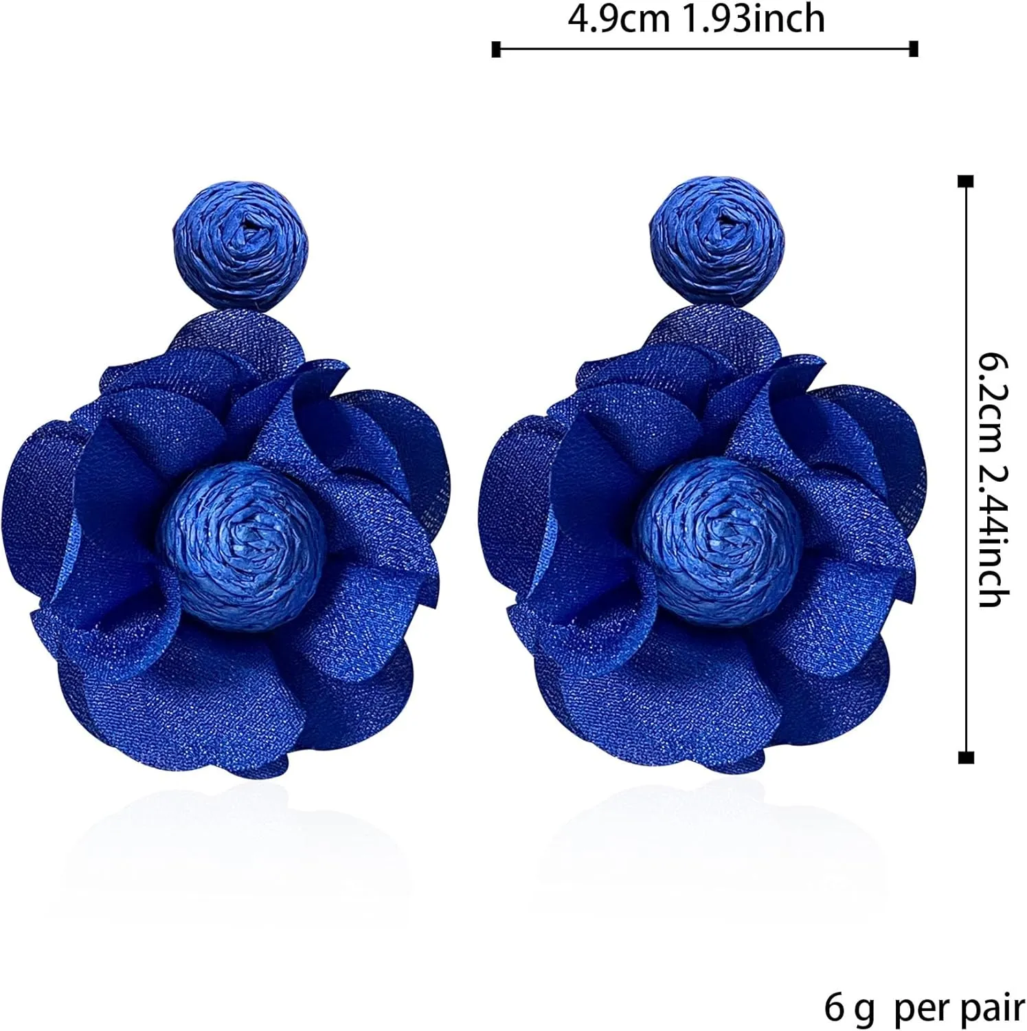 Rattan Flower Drop Earrings Raffia Dangle Boho Statement Earrings for Women