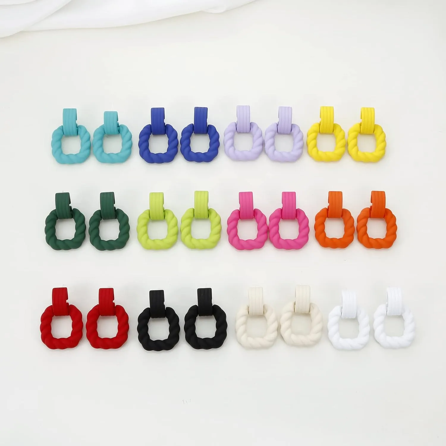 Rectangle Earrings for Women, Acrylic Square Earrings Twisted Geometric Statement Jewelry