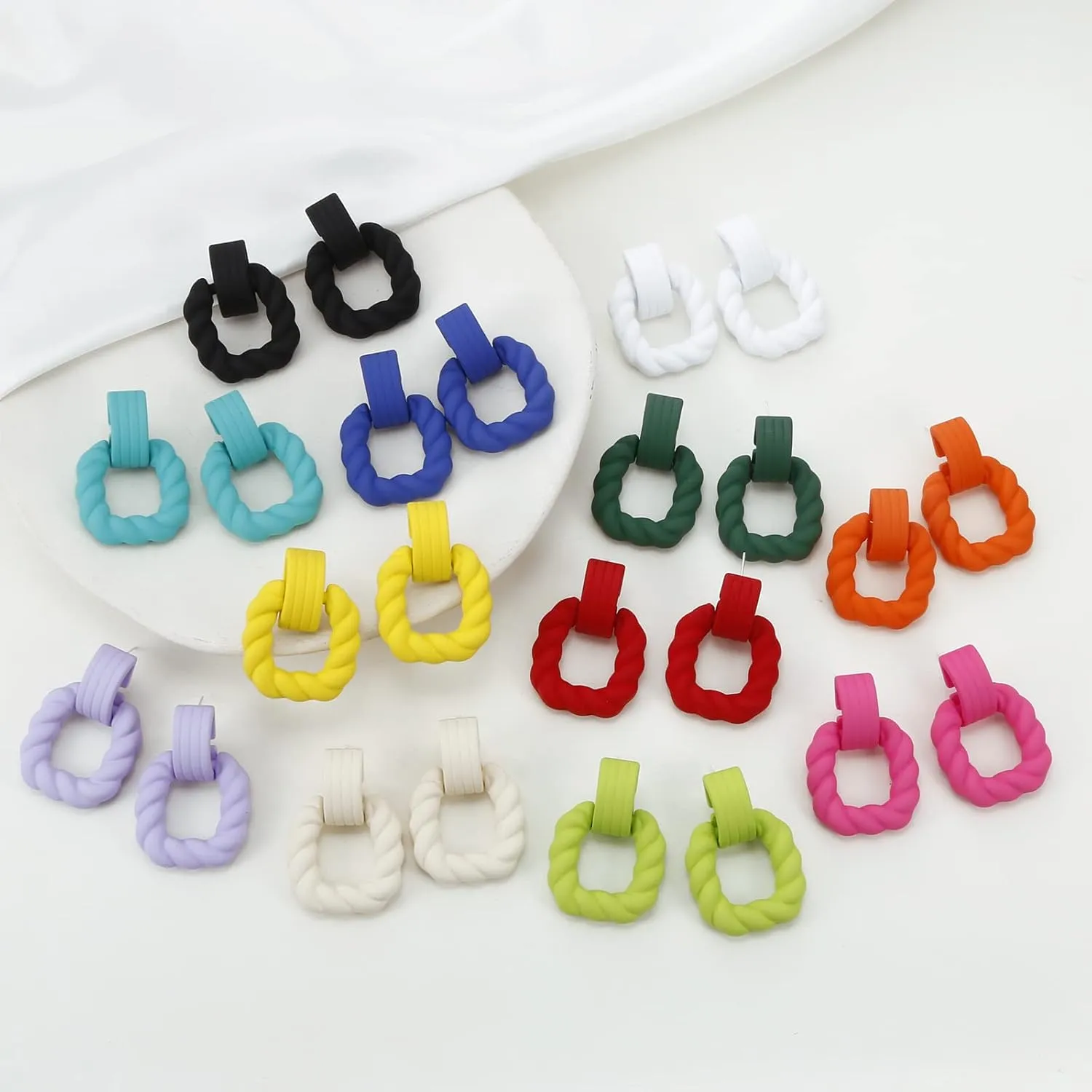Rectangle Earrings for Women, Acrylic Square Earrings Twisted Geometric Statement Jewelry