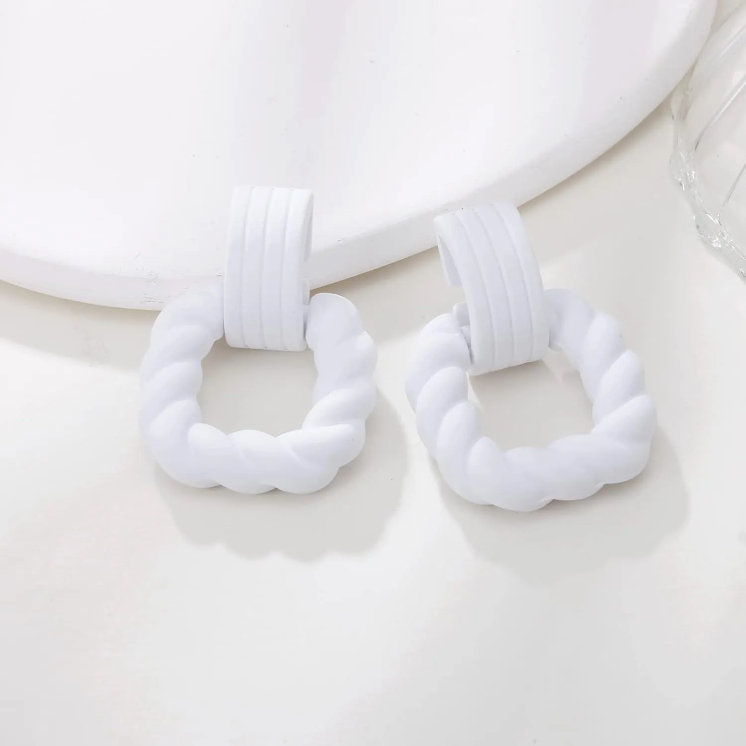 Rectangle Earrings for Women, Acrylic Square Earrings Twisted Geometric Statement Jewelry