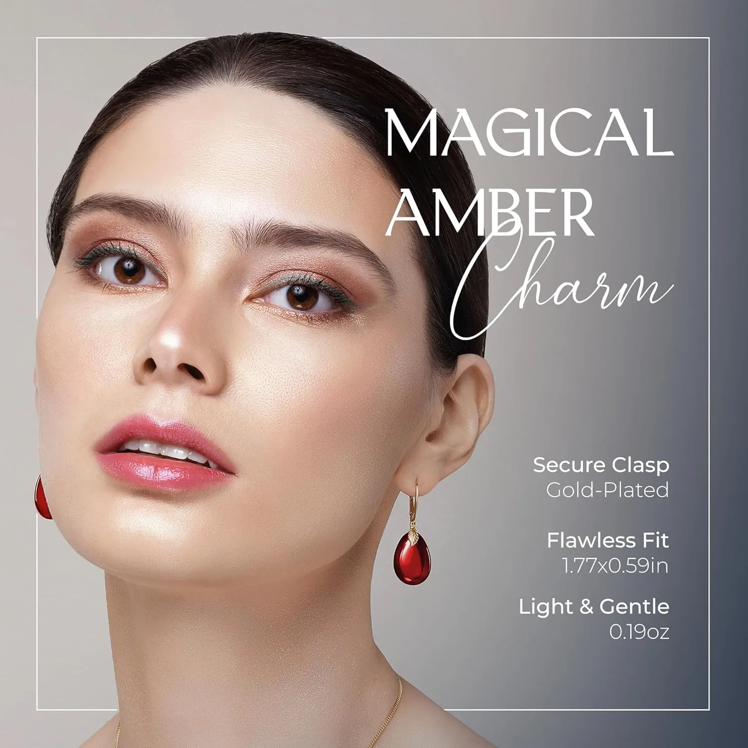 Red Earrings for Women - Gold Plated Silver Leaf Fitting and Closure, Lightweight Edgy Semi-Precious Stone Jewelry for Ladies, Garnet Red Amber Leverback Earrings