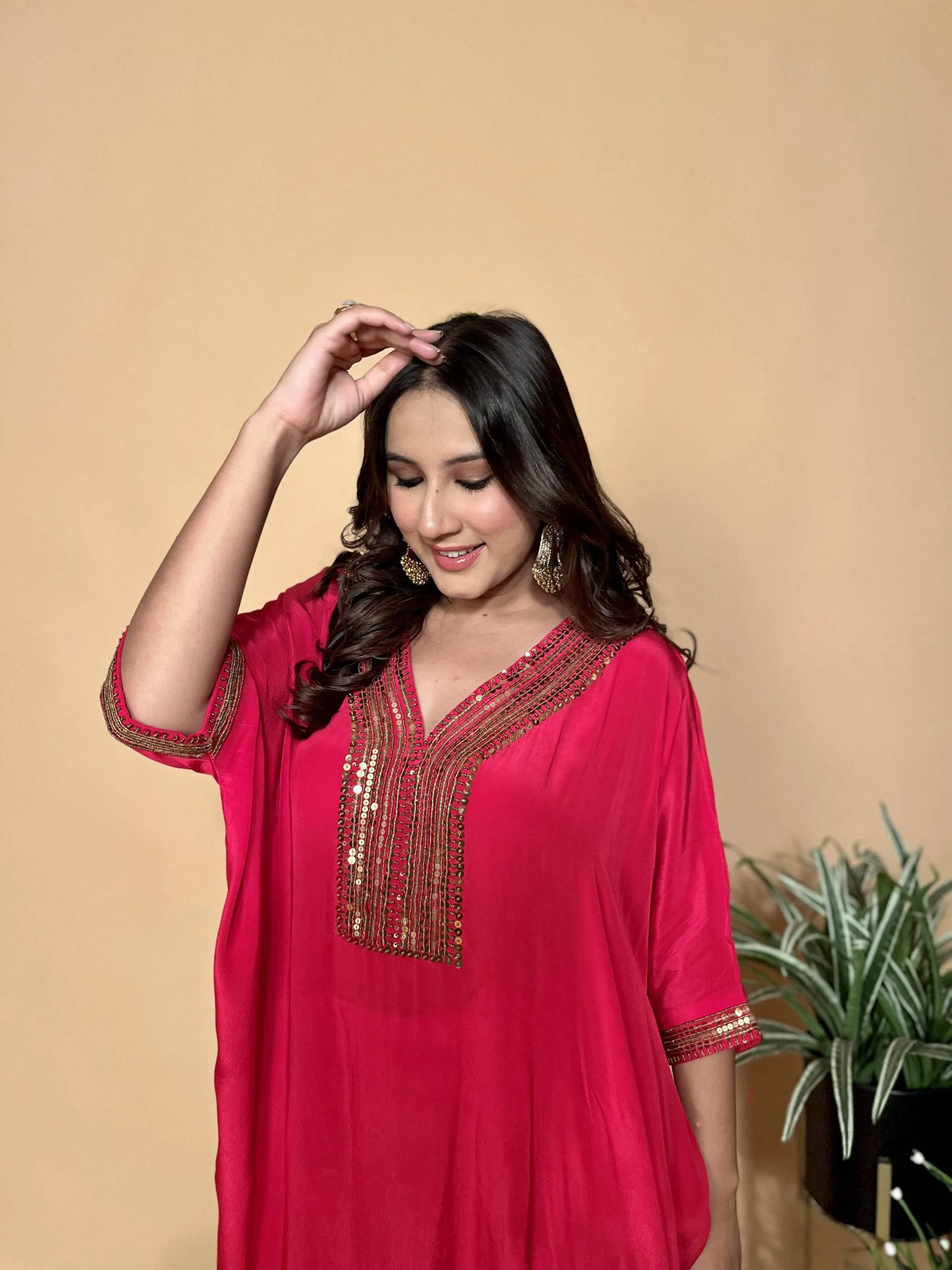 Red Festive Kaftan Style Set
