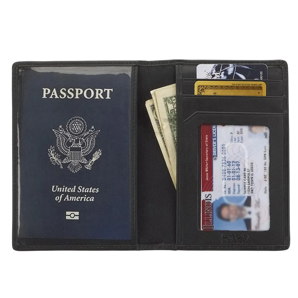 RFID Blocking Leather Passport Case ID Card Holder Travel Wallet Lewis N. Clark