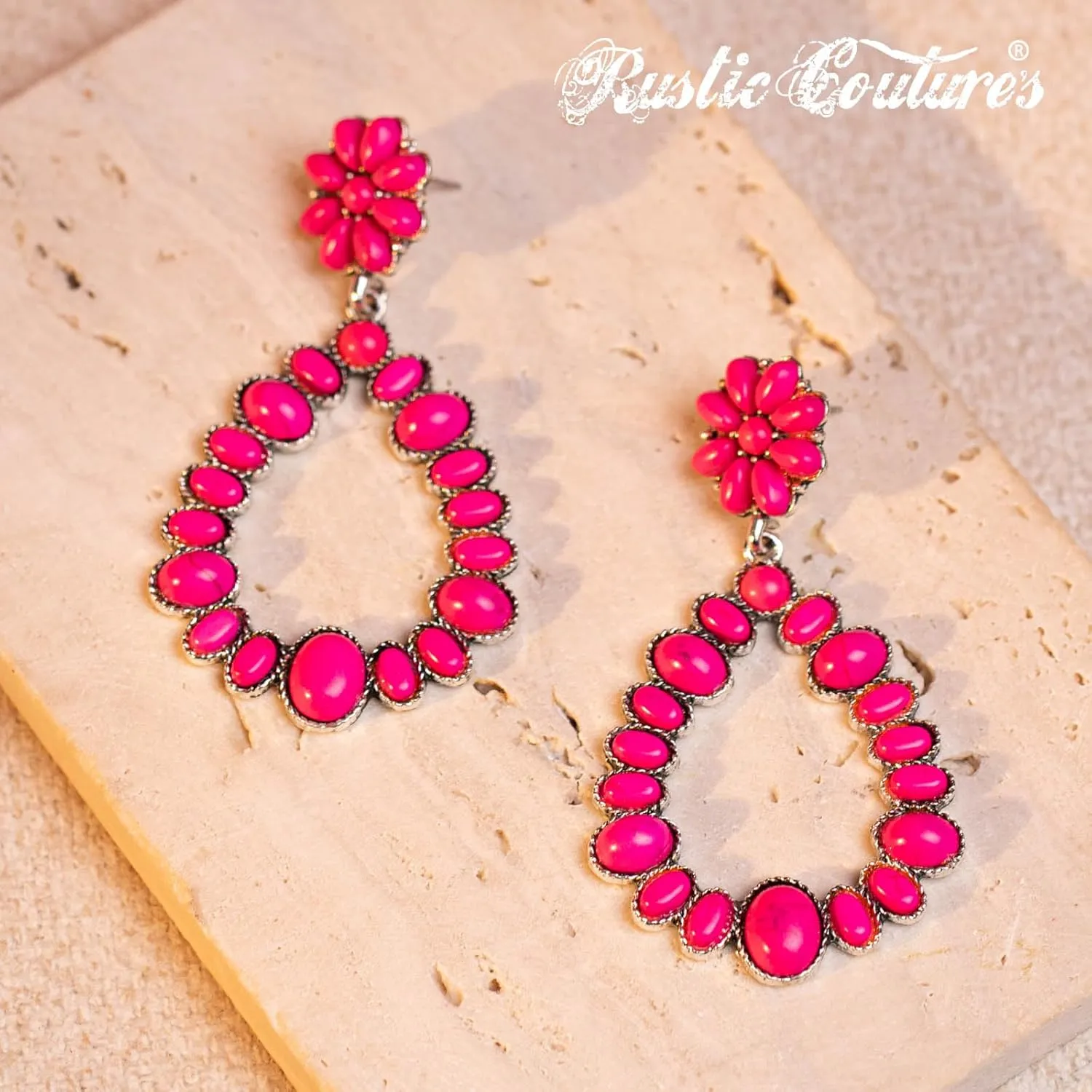Rustic Couture's Western Turquoise Earrings for Women Statement Western Country Jewelry