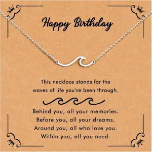 RZKING Birthday Gifts For Women, Dainty Wave Necklace Unique Gifts For Women, Birthday Necklace For Women Friend Sister Daughter Mom Granddaughter Grandma Nana...