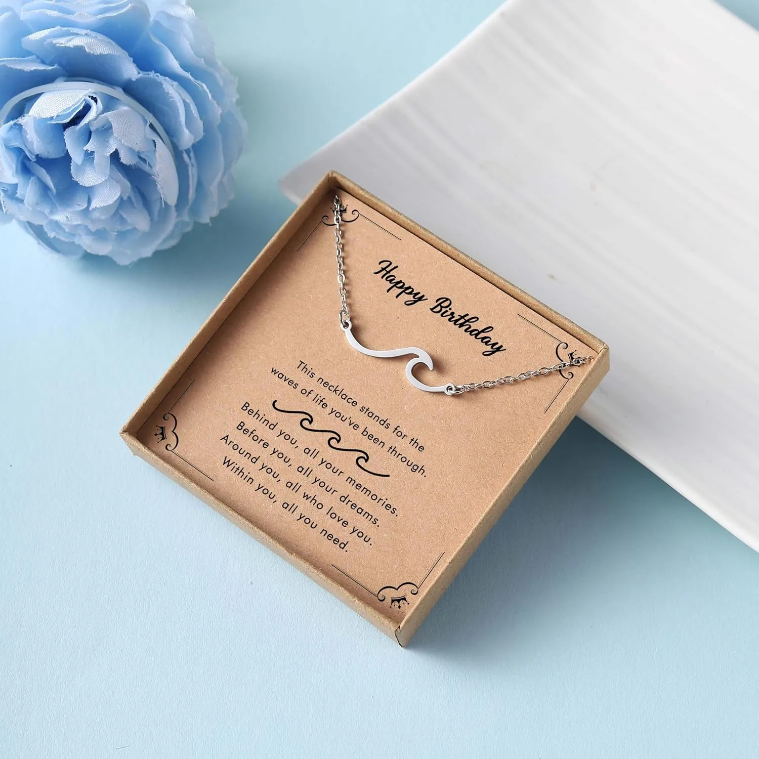 RZKING Birthday Gifts For Women, Dainty Wave Necklace Unique Gifts For Women, Birthday Necklace For Women Friend Sister Daughter Mom Granddaughter Grandma Nana...