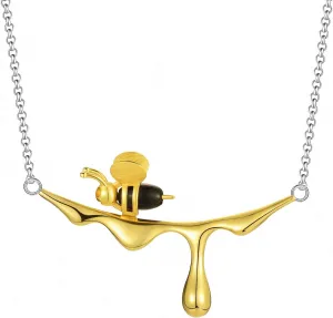 S925 Sterling Silver Pendant Necklace Bee and Dripping Honey Pendant with Necklaces Chain Length 18.5 inches, Handmade Unique Jewelry Gifts for Women
