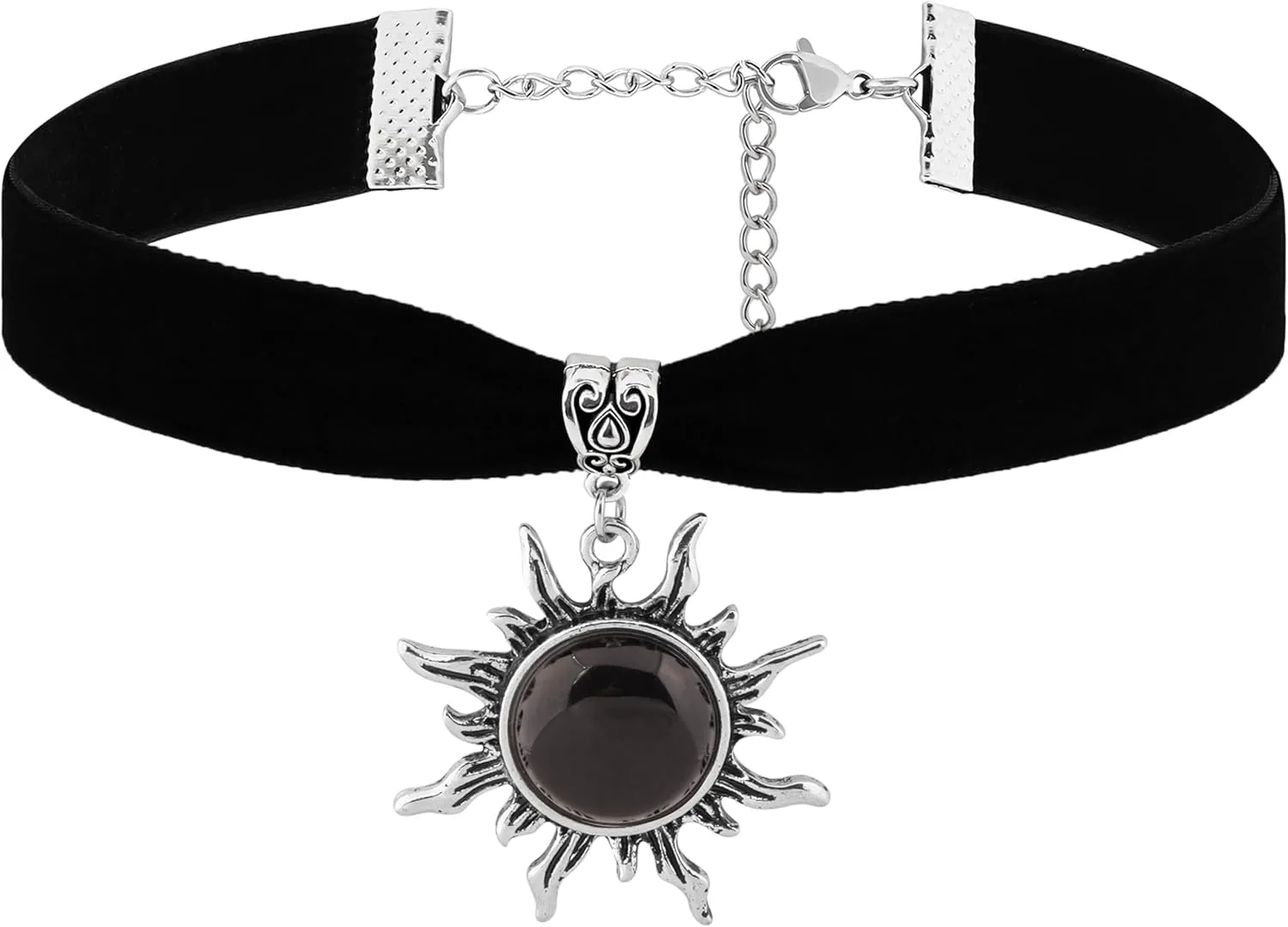 Sacina Gothic Boho Victorian Celestial Sun Choker, Black Choker, Boho Goth Vintage Necklace, Halloween Christmas Jewelry Gift For Women