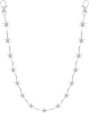 Sacina Gothic Silver-tone Barbed Wire Pants Chain, Wallet Belt Chain, Goth Punk Grunge Emo Accessories