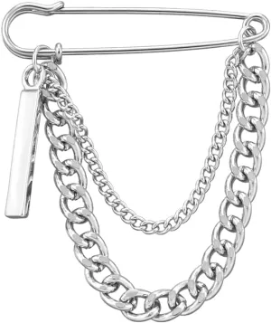 Safety Pin Brooch with Hanging Chains Charms Decorative Punk Goth Collar Brooches Pin for Sweater Dress Skirt Tie Pins Emo Pins