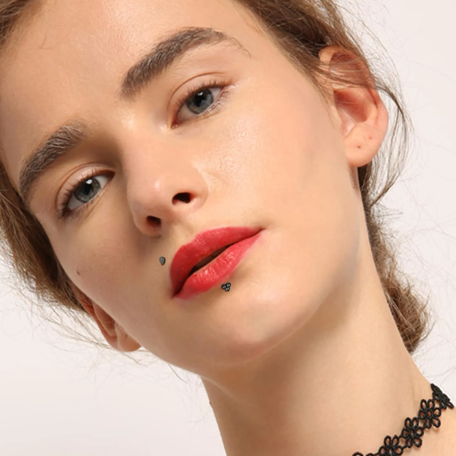 Sanfenly Lip Rings for Women Men 16G Medusa Labret Lip Piercing Jewelry 6MM 8MM Lip Ring Studs Silver Gold Black Rose Gold Tragus Helix Cartilage Earrings