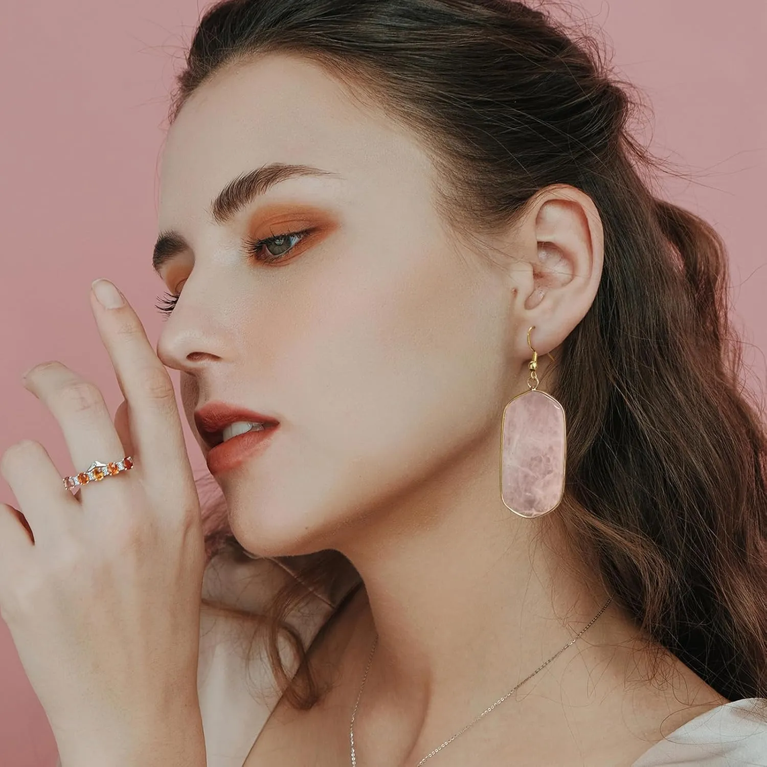 SELOVO Crystal Stone Statement Earrings Fishhook Drop Dangle Earrings Gold Tone