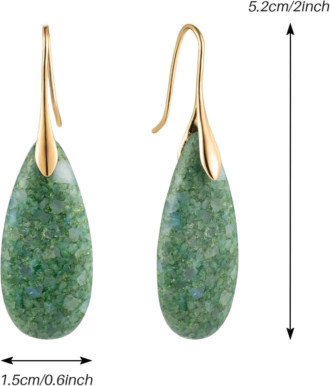 SELOVO Stone Fishhoop Dangle Drop Earrings Statement Earrings Silver Tone