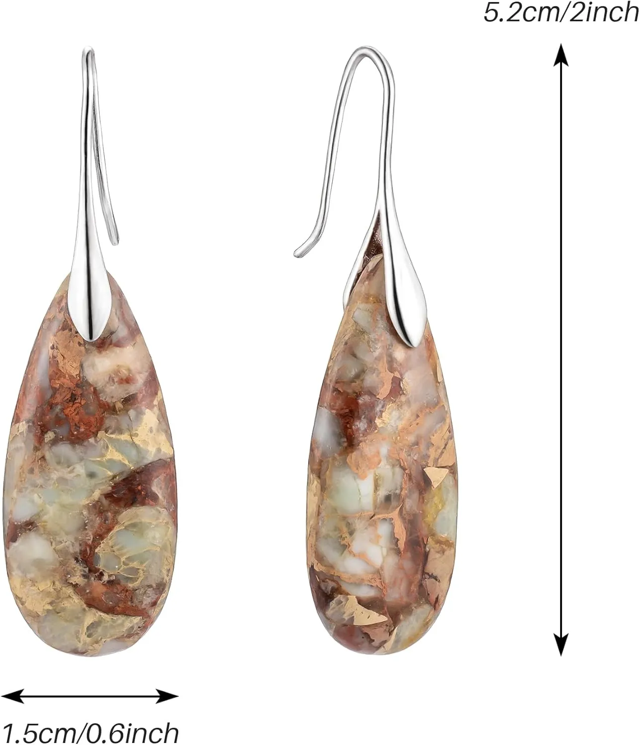 SELOVO Stone Fishhoop Dangle Drop Earrings Statement Earrings Silver Tone