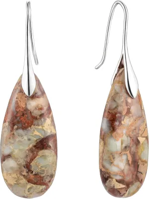 SELOVO Stone Fishhoop Dangle Drop Earrings Statement Earrings Silver Tone