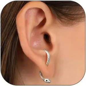 Silver & Gold Snake Dangle Earrings - Animal Stud Serpent Edgy Punk Grunge Earrings for Women