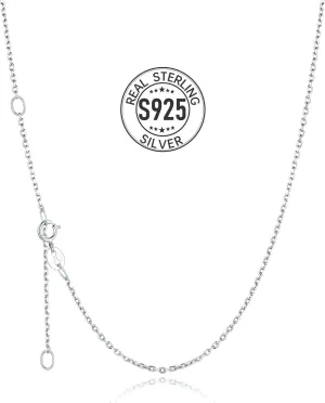 Silvora 925 Sterling Silver Chain Necklace 1.1/1.5mm Thin Silver Chain for Women-Sturdy & Shiny-Women's Chain Necklaces,Adjustable Length 16/17/18/20/22/24 Inches