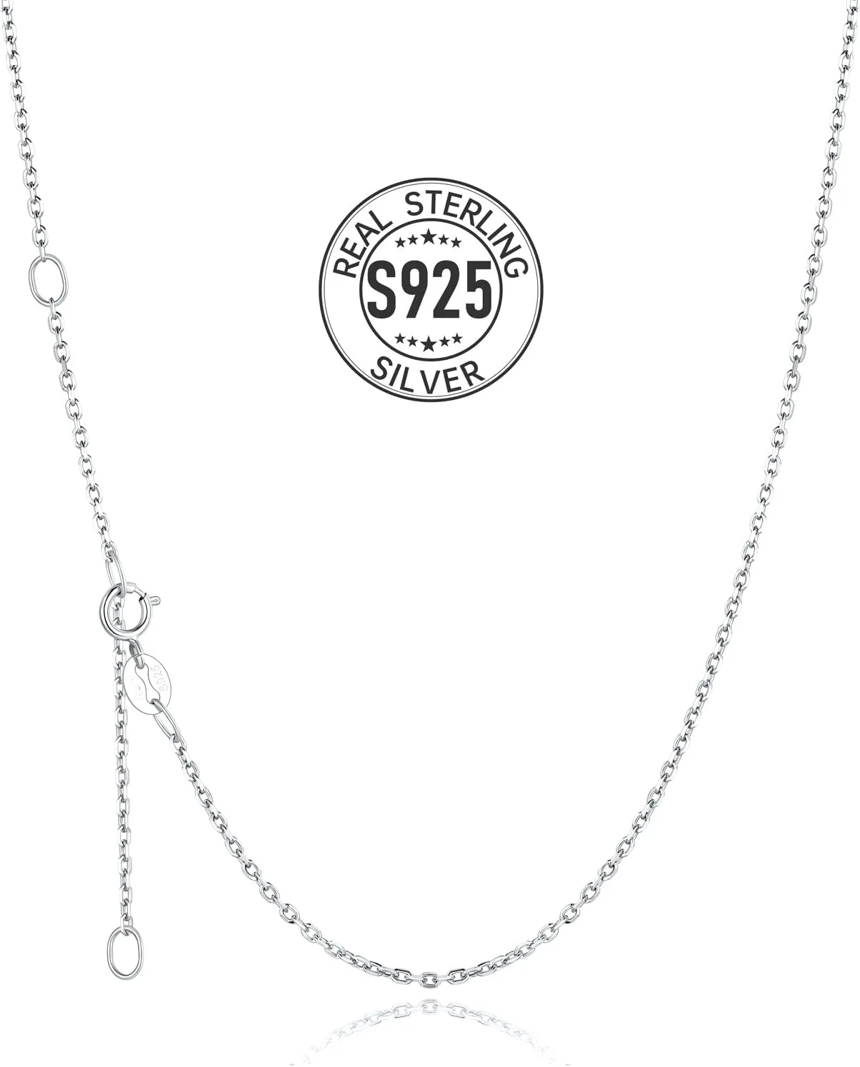 Silvora 925 Sterling Silver Chain Necklace 1.1/1.5mm Thin Silver Chain for Women-Sturdy & Shiny-Women's Chain Necklaces,Adjustable Length 16/17/18/20/22/24 Inches