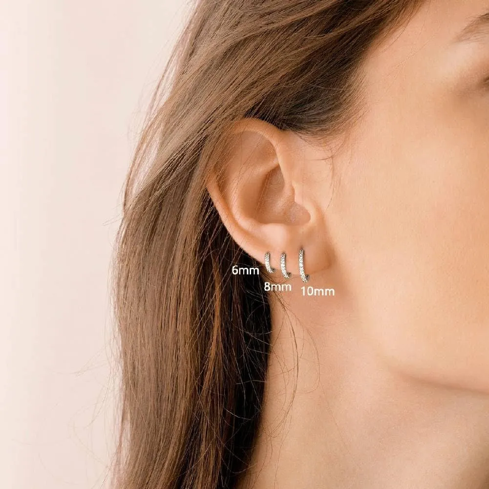Silvora 925 Sterling Silver Small Hoop Earrings for Women Men Silver Huggie Hoop Earring Cartilage Earrings with Delicate Gift Packaging