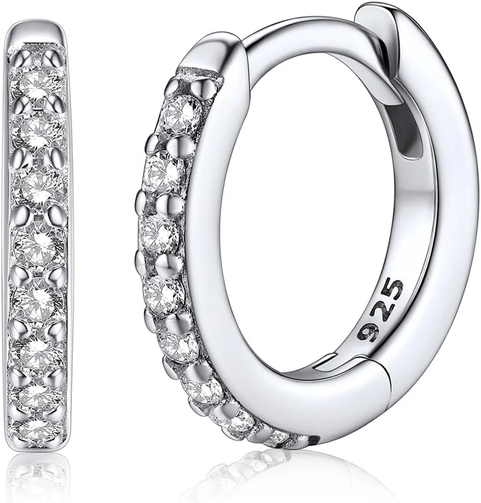 Silvora 925 Sterling Silver Small Hoop Earrings for Women Men Silver Huggie Hoop Earring Cartilage Earrings with Delicate Gift Packaging