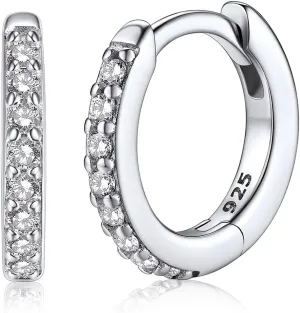 Silvora 925 Sterling Silver Small Hoop Earrings for Women Men Silver Huggie Hoop Earring Cartilage Earrings with Delicate Gift Packaging