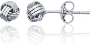 Solid 925 Sterling Silver 5mm Love Knot Stud Earrings | Gold Plated Classic Love Knot Twist | Hypoallergenic | Secure Friction Back Closure | High Polished Stud Earrings