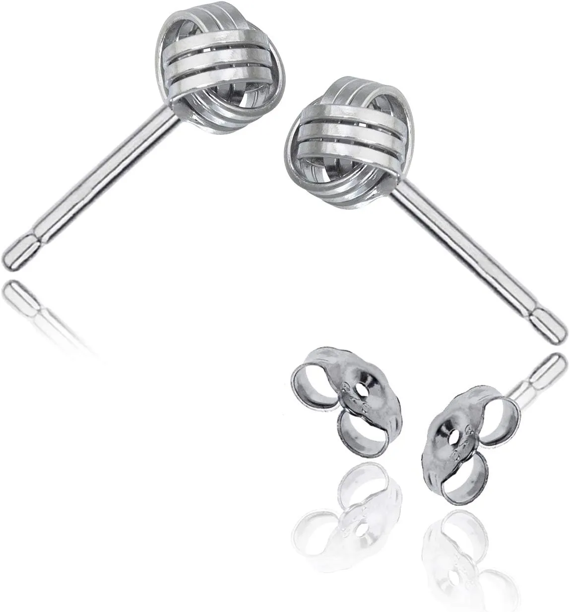 Solid 925 Sterling Silver 5mm Love Knot Stud Earrings | Gold Plated Classic Love Knot Twist | Hypoallergenic | Secure Friction Back Closure | High Polished Stud Earrings