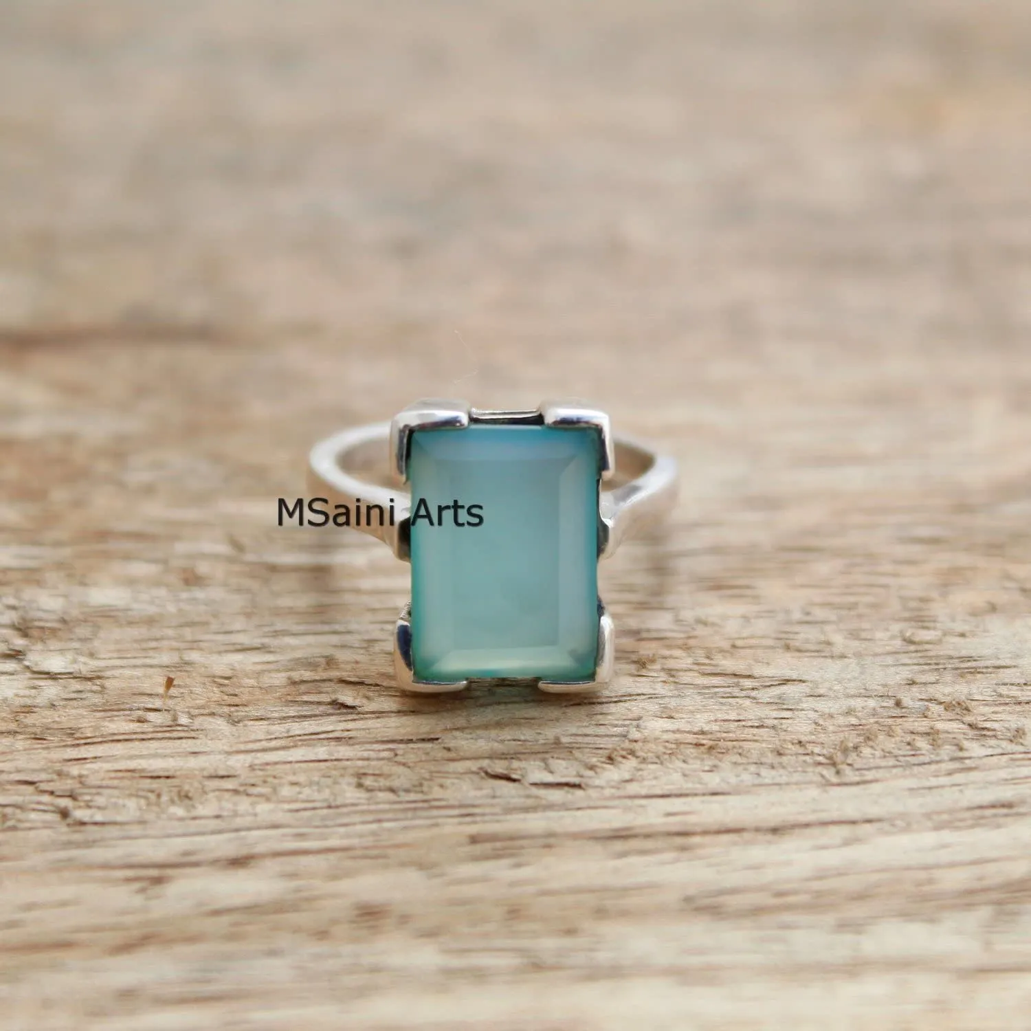 Solid 925 Sterling Silver Ring For Women & Girls, Aqua Chalcedony Ring Gemstone Unique Handcrafted Ring