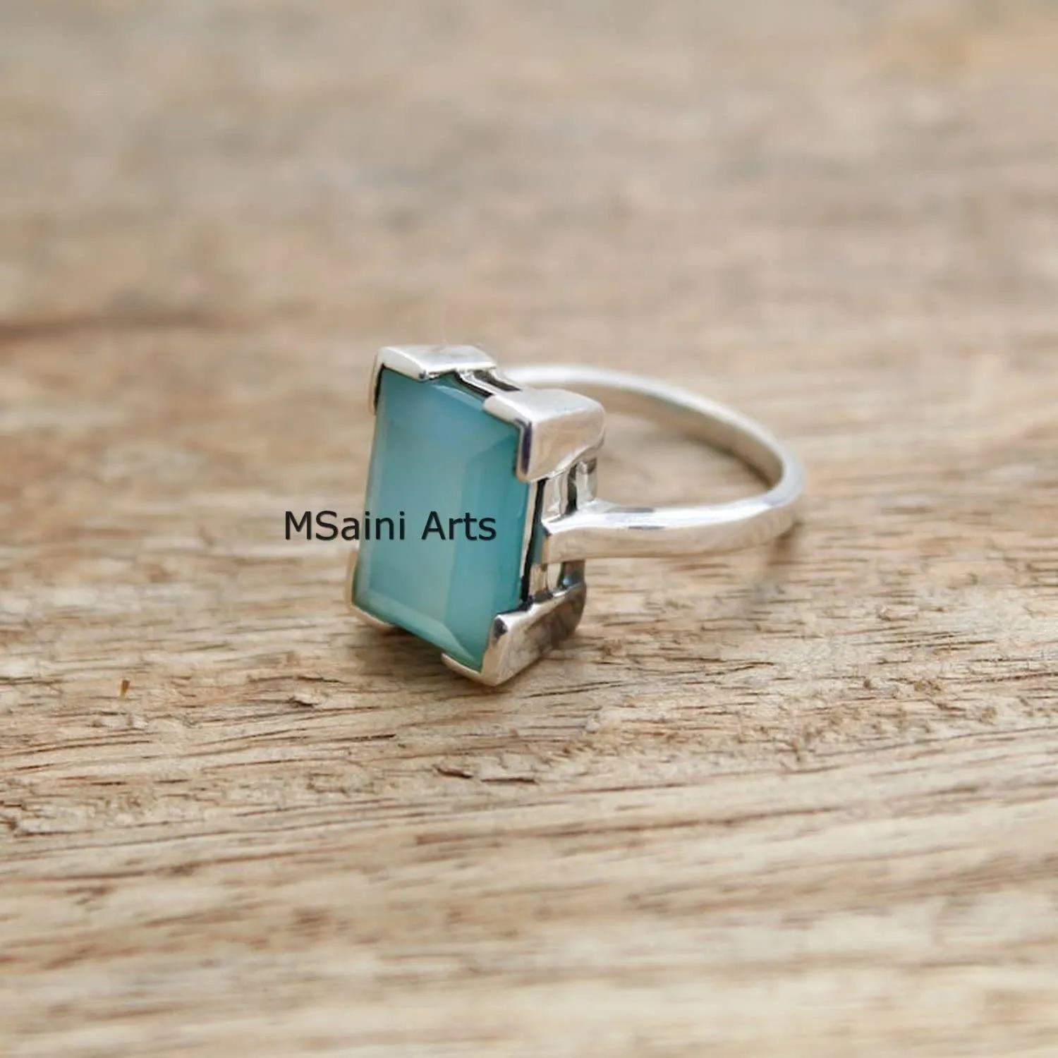 Solid 925 Sterling Silver Ring For Women & Girls, Aqua Chalcedony Ring Gemstone Unique Handcrafted Ring