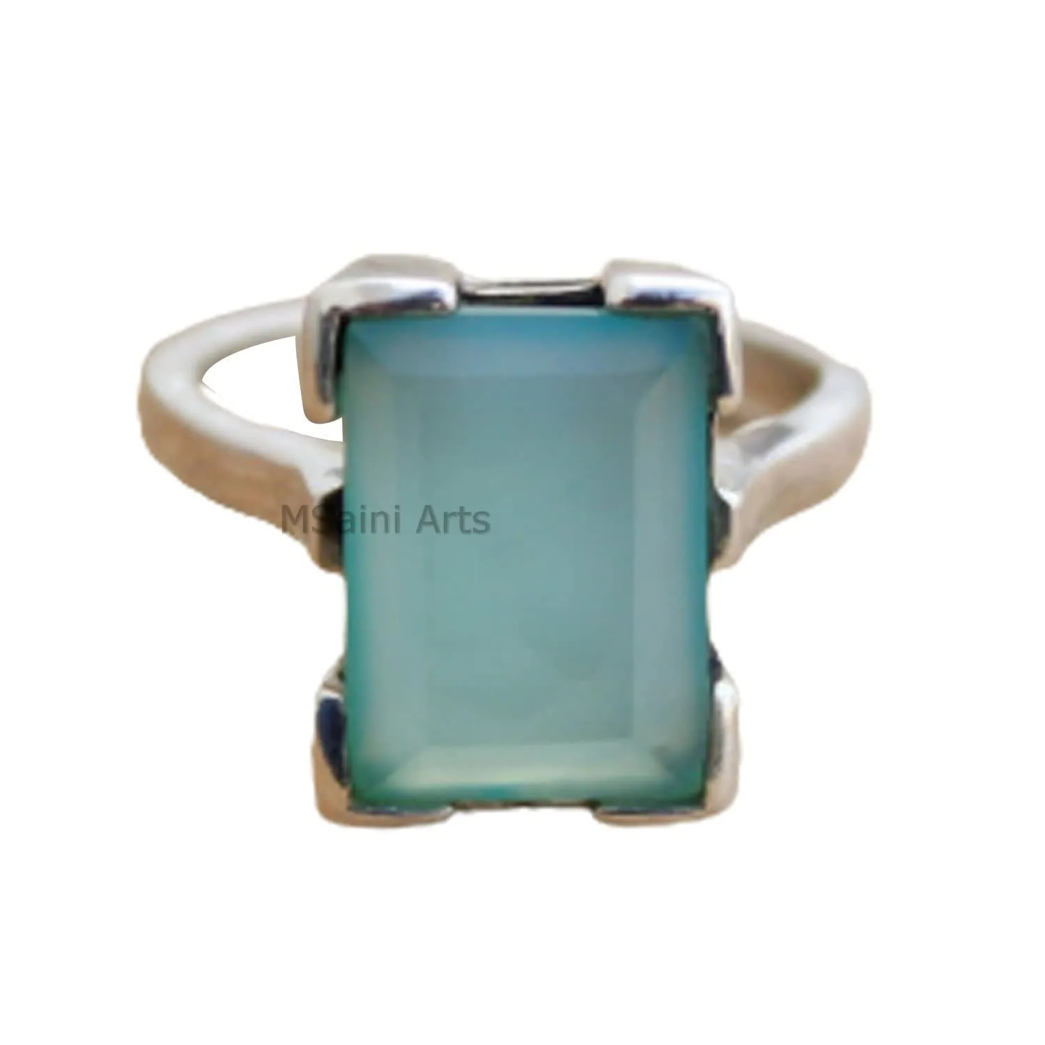 Solid 925 Sterling Silver Ring For Women & Girls, Aqua Chalcedony Ring Gemstone Unique Handcrafted Ring
