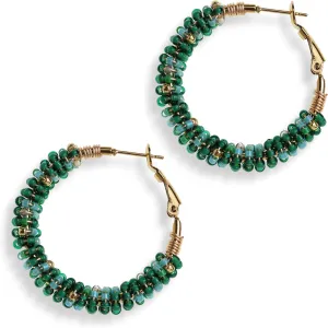 Sonateomber Handmade Beaded Gold Hoop Hugge Earrings for Women Boho Big Multicolor Purple Fuchsia Seed Beads Native American Bohemia Circle Earrings Prom Wedding Bridal Statement Jewelry Gift