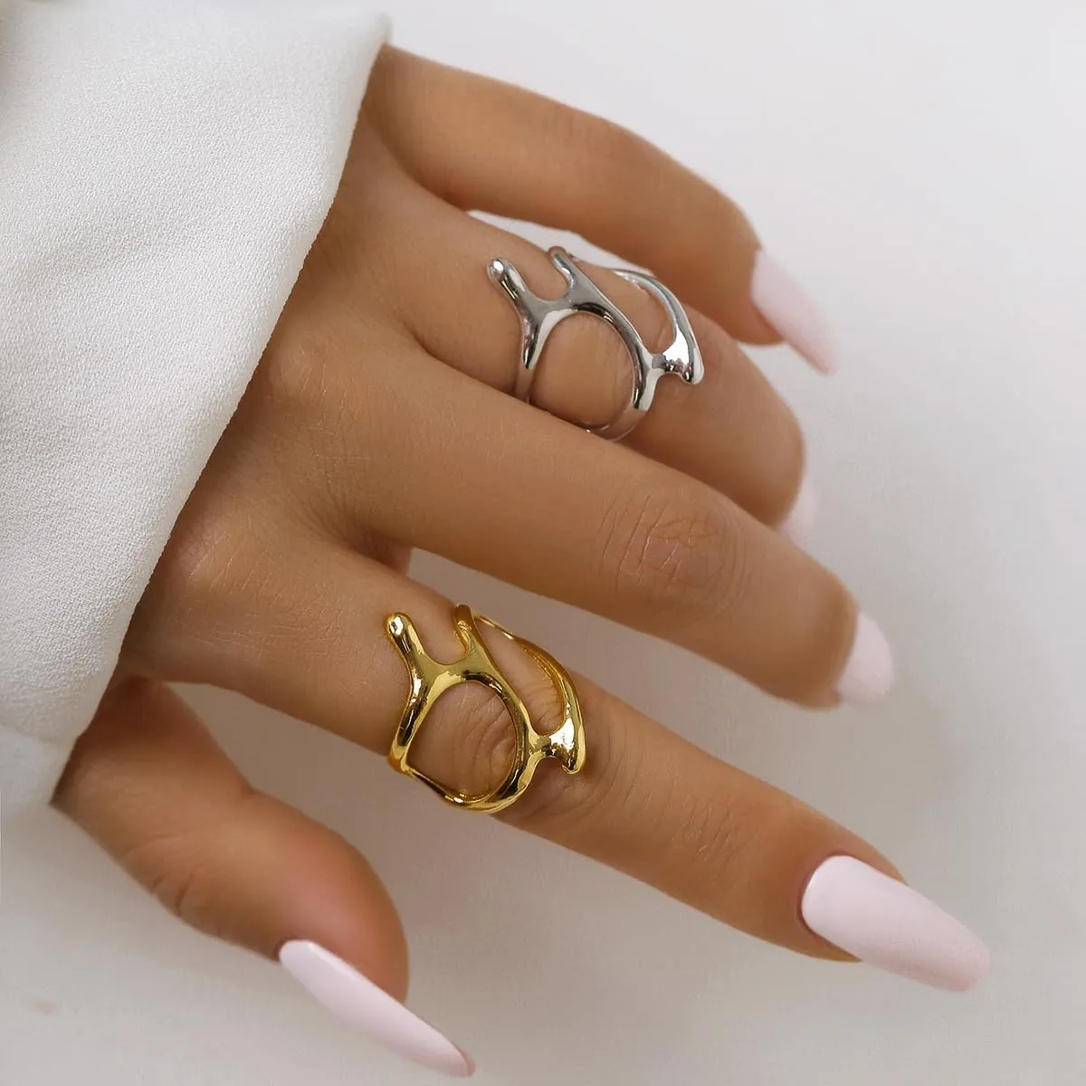 Sora Tuki Chunky Gold & Silver Rings for Women - Bold, Thick, Open Dome Statement Rings