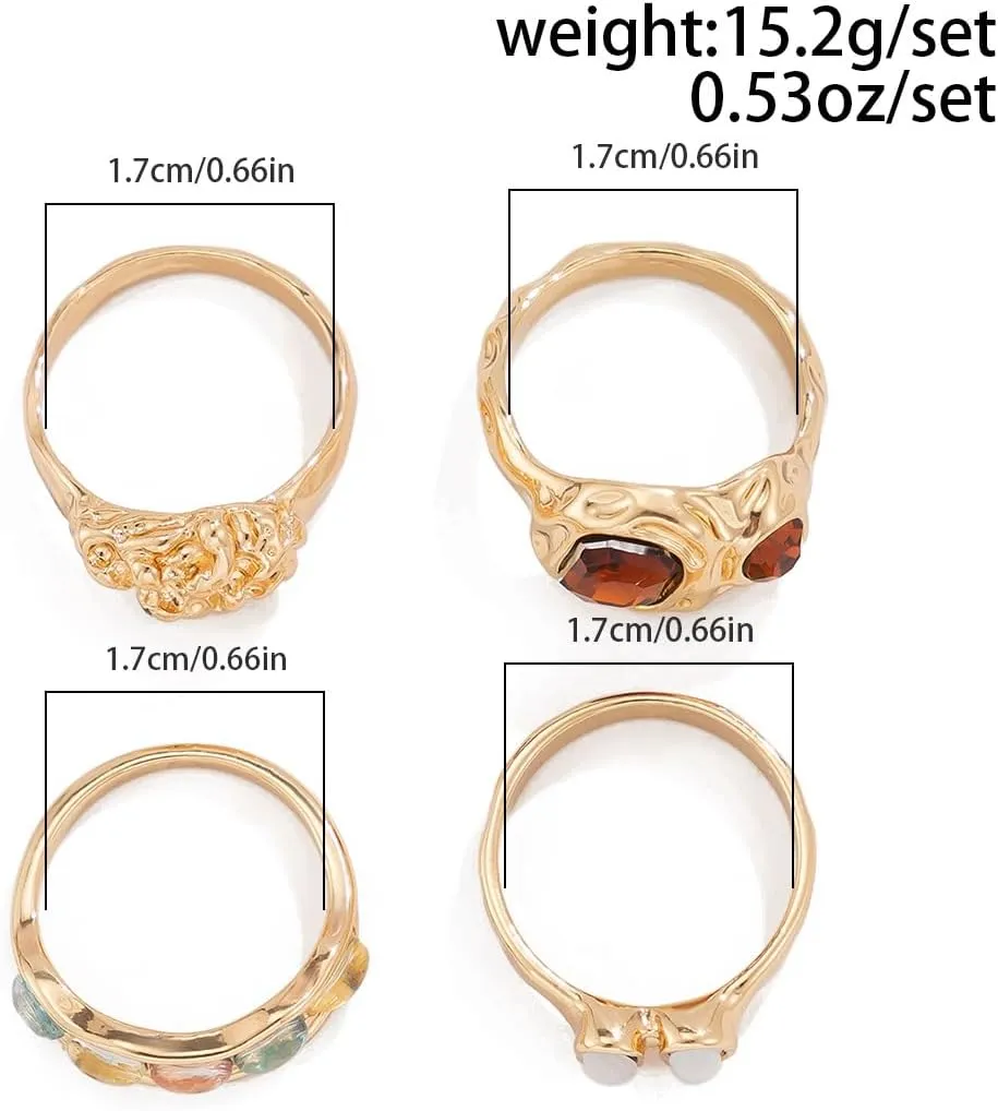 Sora Tuki Chunky Gold Rings for Women Adjustable Dainty Silver Rings for Women Gold Stackable Thin Rings Bold Thick Statement Rings Silver Gold Plated Jewelry