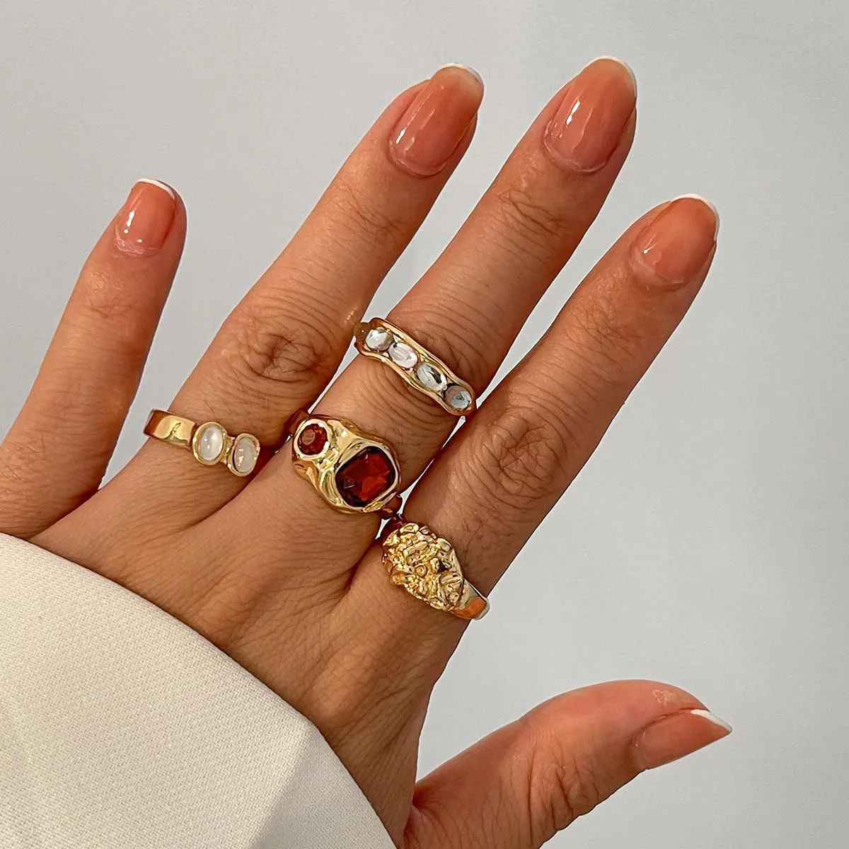 Sora Tuki Chunky Gold Rings for Women Adjustable Dainty Silver Rings for Women Gold Stackable Thin Rings Bold Thick Statement Rings Silver Gold Plated Jewelry