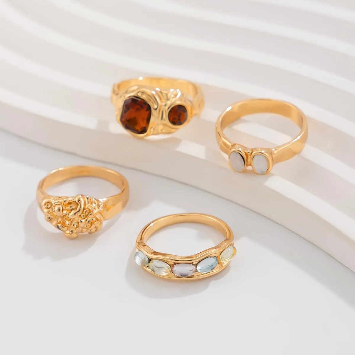 Sora Tuki Chunky Gold Rings for Women Adjustable Dainty Silver Rings for Women Gold Stackable Thin Rings Bold Thick Statement Rings Silver Gold Plated Jewelry