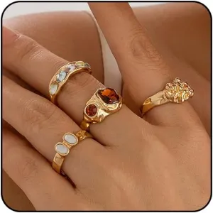 Sora Tuki Chunky Gold Rings for Women Adjustable Dainty Silver Rings for Women Gold Stackable Thin Rings Bold Thick Statement Rings Silver Gold Plated Jewelry