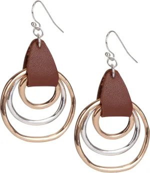SPUNKYsoul 3 Circle Boho Earrings - Handmade, Lightweight 2-Inch Bohemian Dangle Earrings for Women - Trendy, Vintage, Unique Jewelry - Ideal for Weddings & Gifting