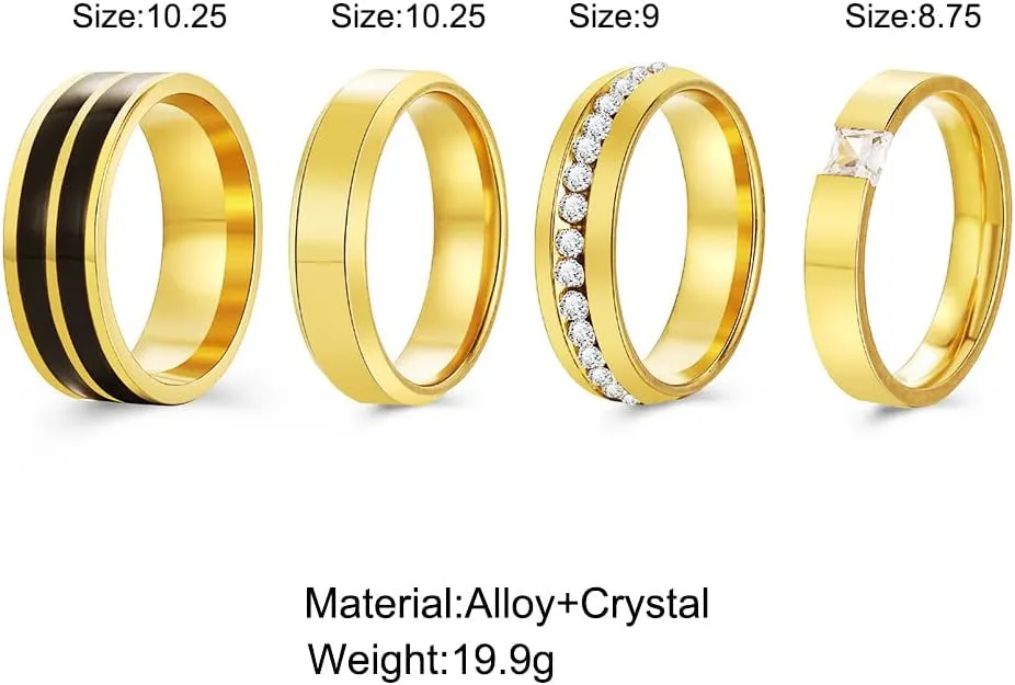 Stacking Rings, Knuckle Ring Set, Simple Stackable Midi Cuff Rings, Fashion Crystal Joint Finger Rings, Gold Silver Black Antique Silver Bronze Colorful Rings for Women Girls