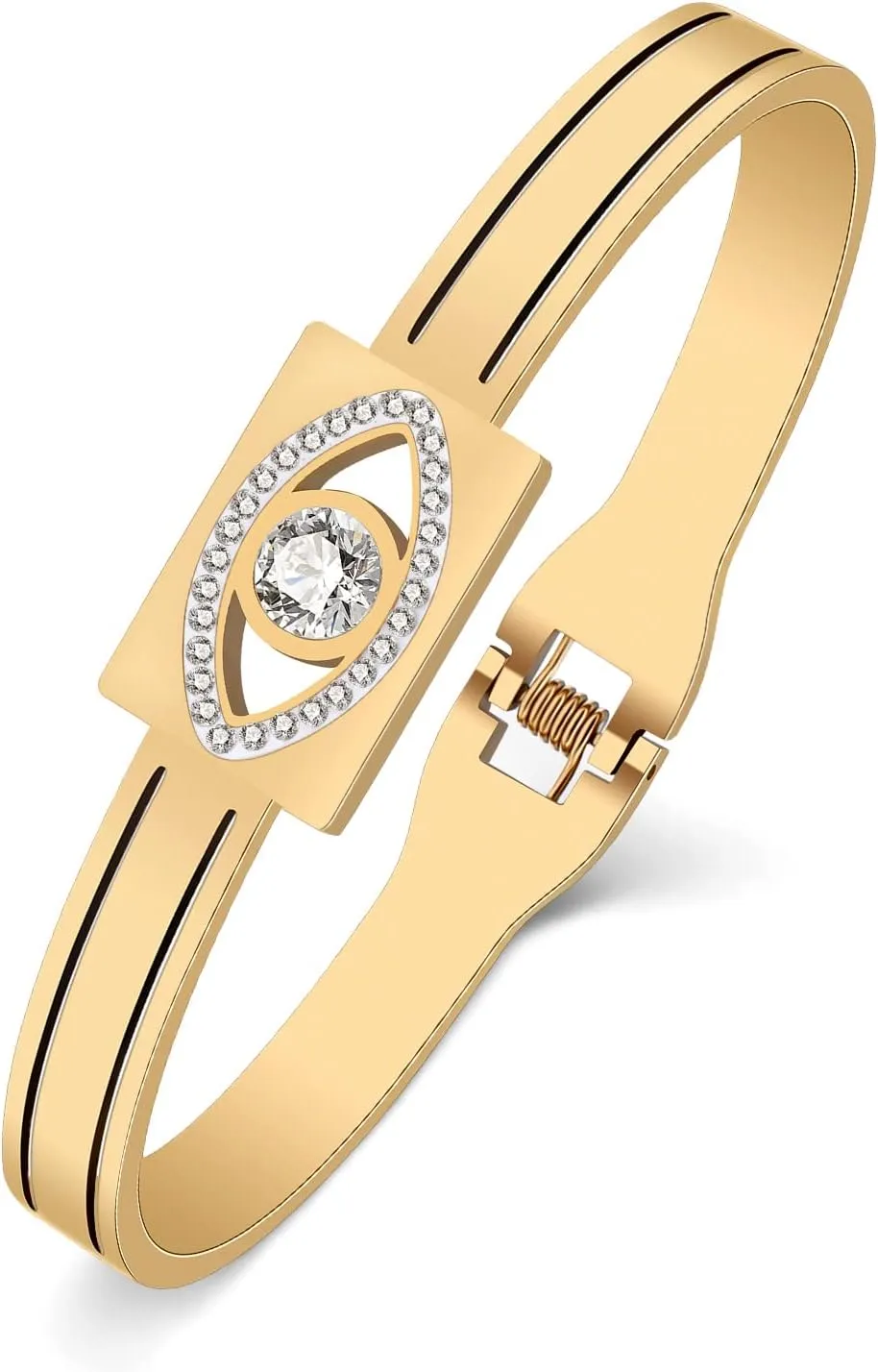 Stainless Steel Rhinestone Evil Eye Bracelets Bangle 18K Gold Bracelet for Women Crystal Jewelry Gifts