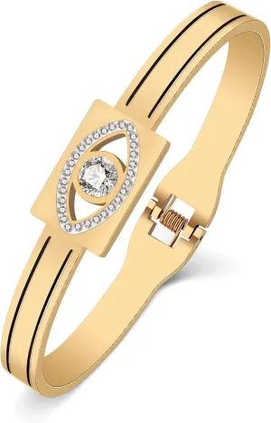 Stainless Steel Rhinestone Evil Eye Bracelets Bangle 18K Gold Bracelet for Women Crystal Jewelry Gifts