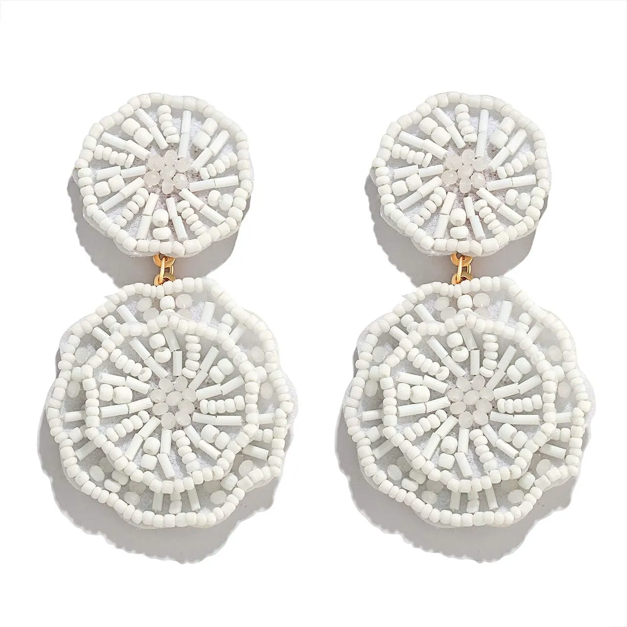 Statement Beaded Drop Earrings for Women Layered Bead Dangle Earrings