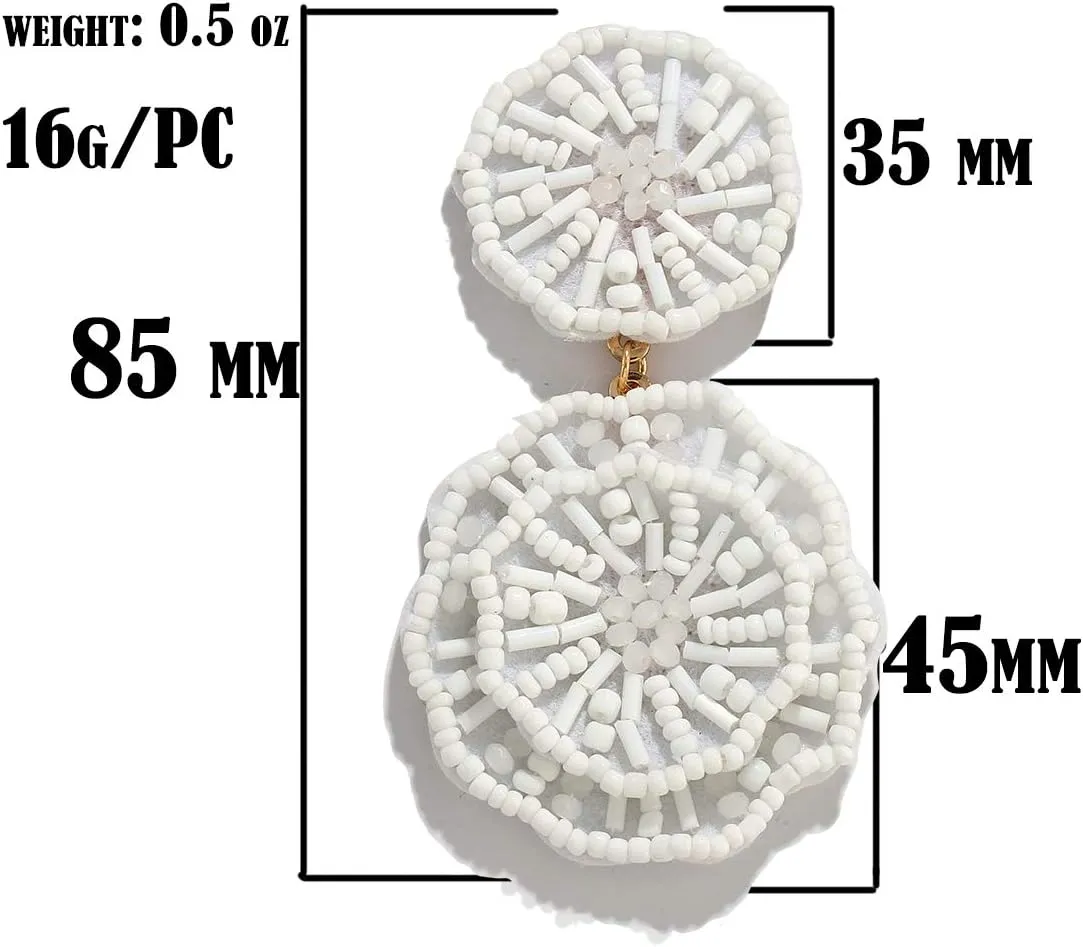 Statement Beaded Drop Earrings for Women Layered Bead Dangle Earrings